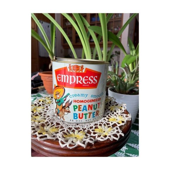 Vintage | 60s Empress Brand Peanut Butter Tin Round Vancouver Canada - Picture 1 of 6